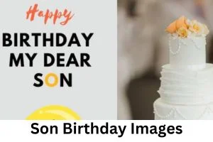 happy birthday images son showing a yummy white birthday cake